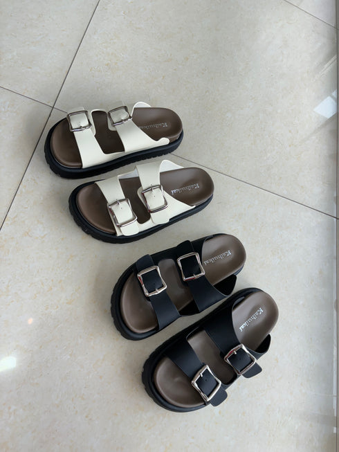 Casual Double Adjustable Strap Sliders